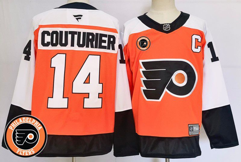 Men Philadelphia Flyers #14 Couturier Orange Fanatics 2025 NHL Jersey style 2